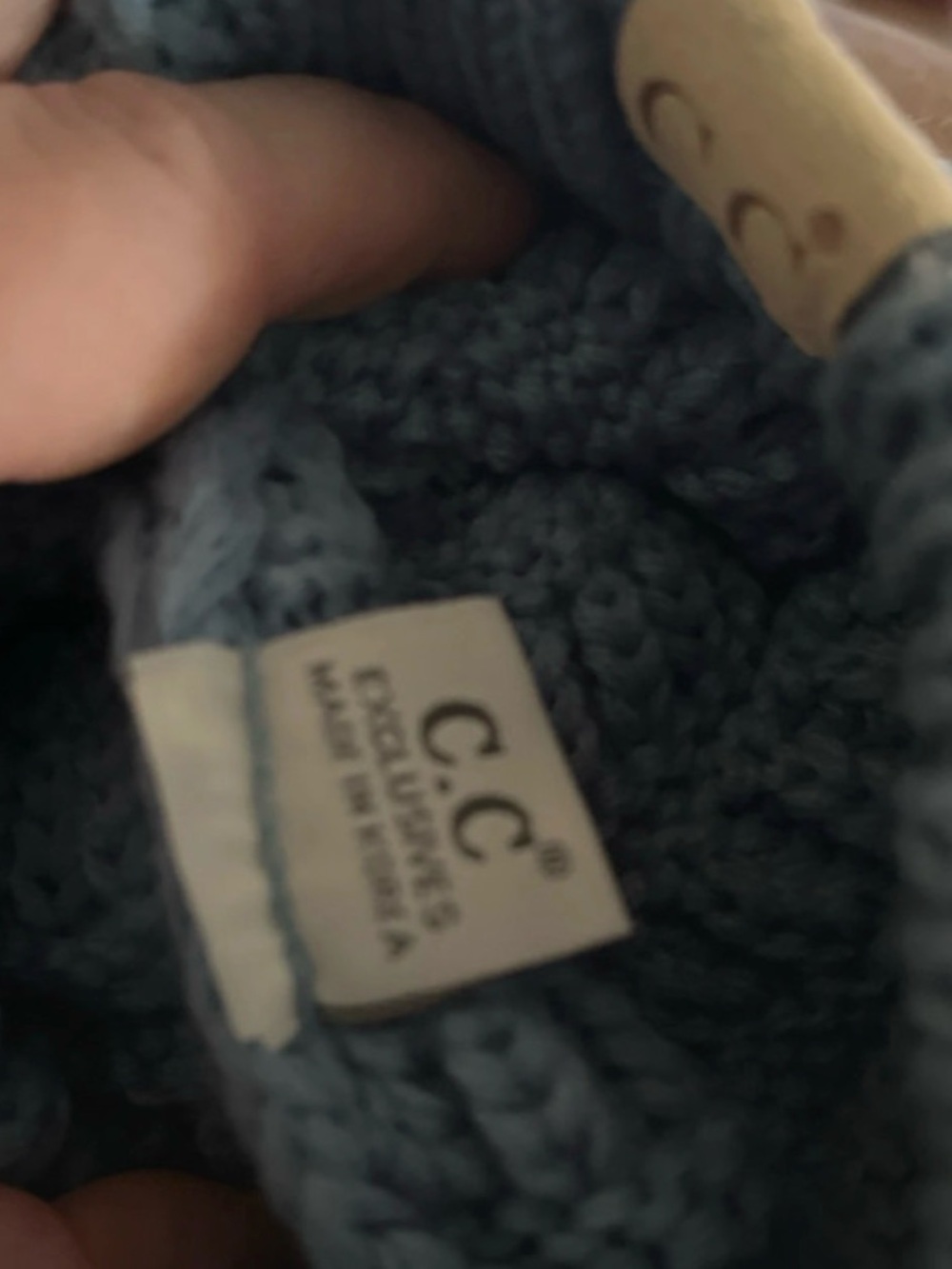 Light Blue Knit Pom Beanie - Picture 4 of 4